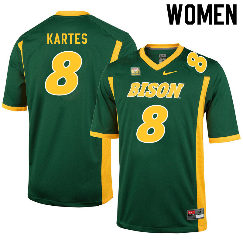 Women #8 Mitchell Kartes North Dakota State Bison College Football Jerseys Sale-Green